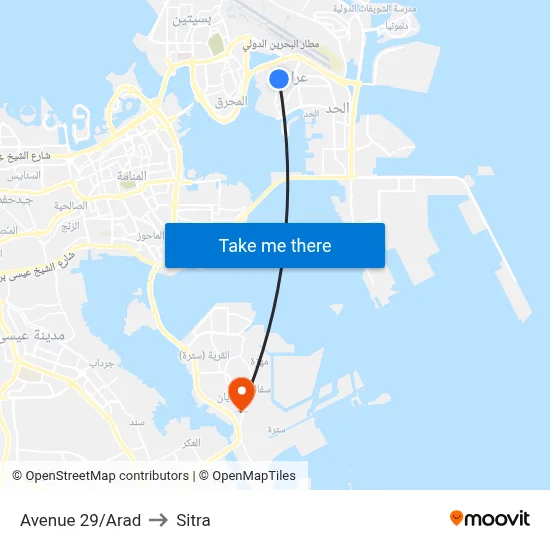 Avenue 29/Arad to Sitra map
