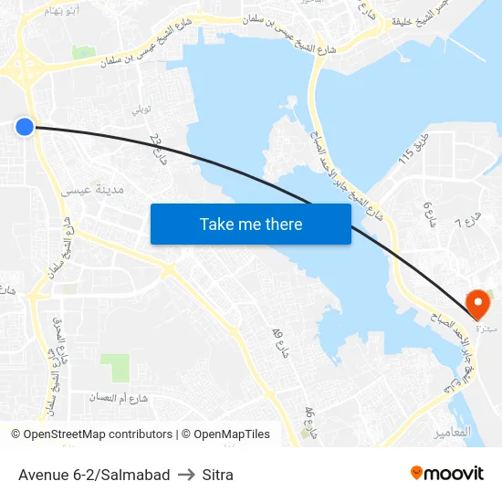 Avenue 6-2/Salmabad to Sitra map