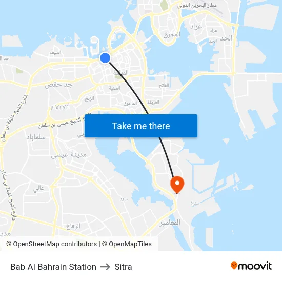 Bab Al Bahrain Station to Sitra map