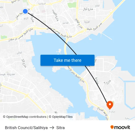 British Council/Salihiya to Sitra map