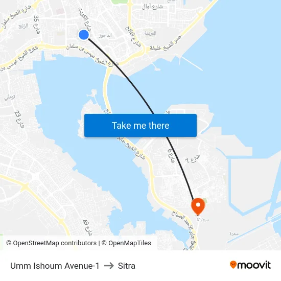 Umm Ishoum Avenue-1 to Sitra map