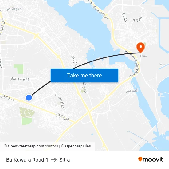 Bu Kuwara Road-1 to Sitra map