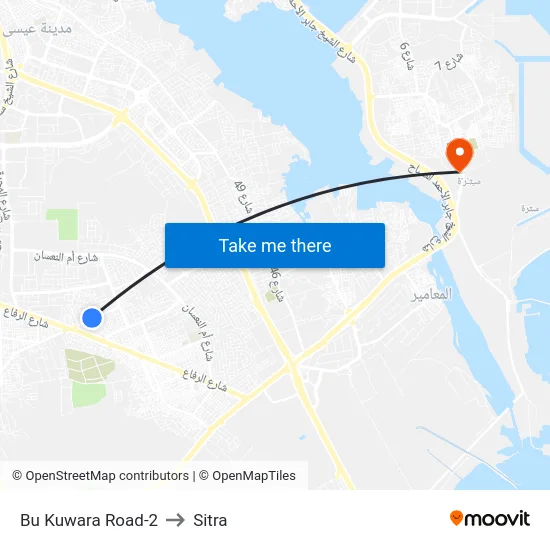 Bu Kuwara Road-2 to Sitra map
