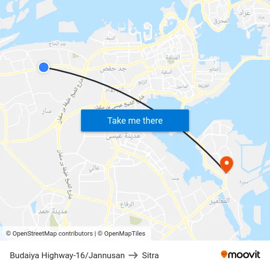 Budaiya Highway-16/Jannusan to Sitra map