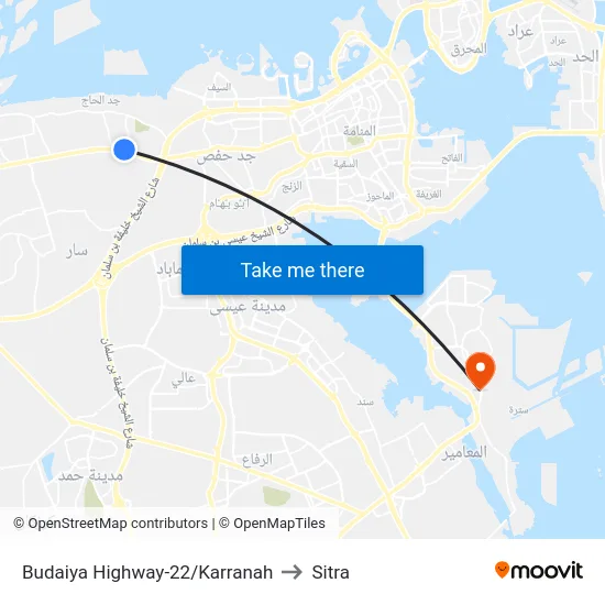 Budaiya Highway-22/Karranah to Sitra map