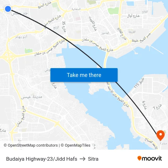 Budaiya Highway-23/Jidd Hafs to Sitra map