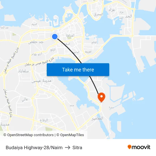 Budaiya Highway-28/Naim to Sitra map