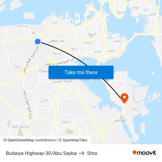 Budaiya Highway-30/Abu Sayba to Sitra map
