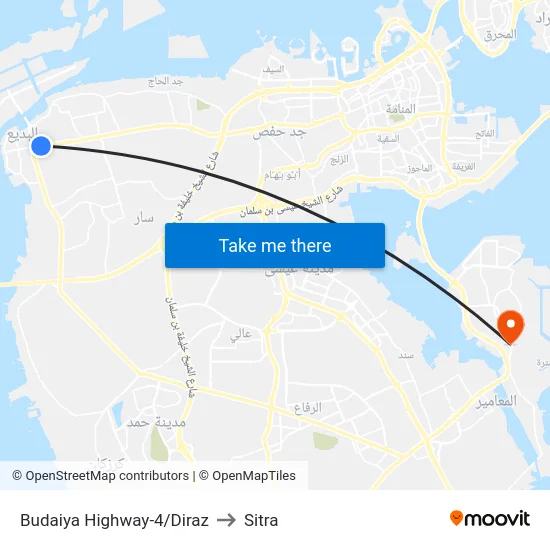 Budaiya Highway-4/Diraz to Sitra map