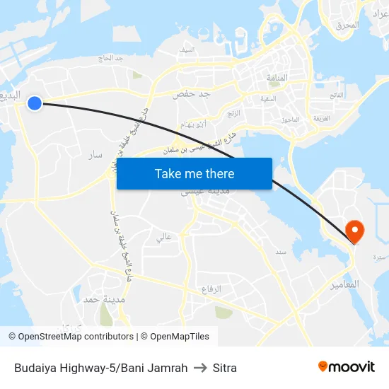 Budaiya Highway-5/Bani Jamrah to Sitra map