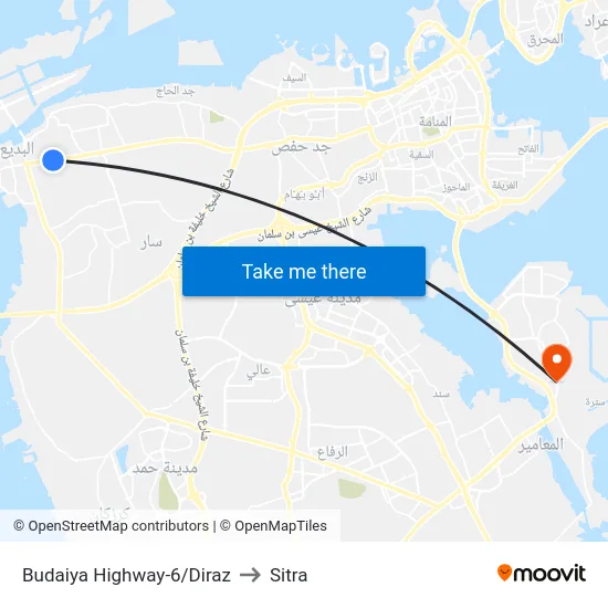 Budaiya Highway-6/Diraz to Sitra map