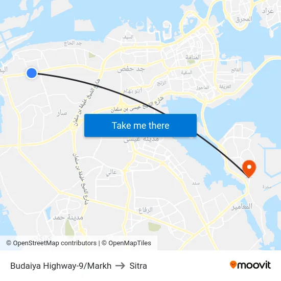 Budaiya Highway-9/Markh to Sitra map