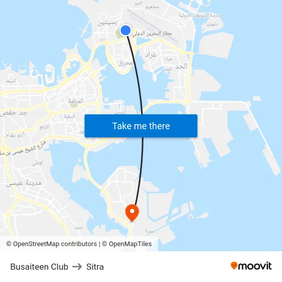 Busaiteen Club to Sitra map