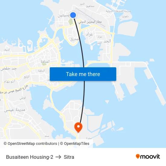 Busaiteen Housing-2 to Sitra map