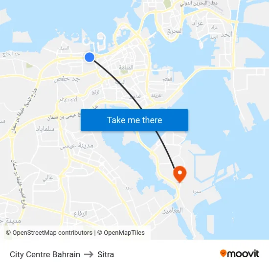 City Centre Bahrain to Sitra map