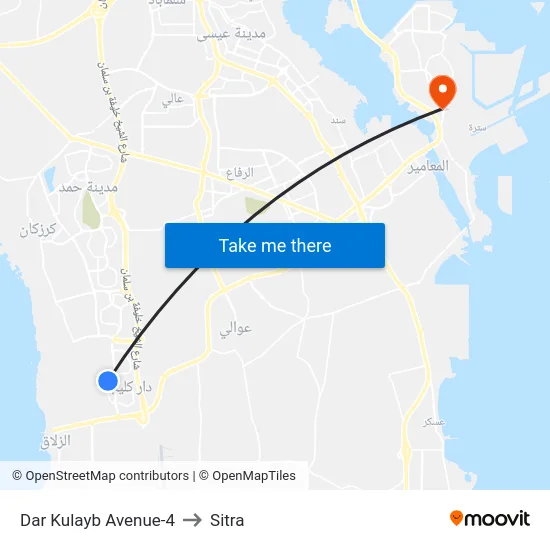 Dar Kulayb Avenue-4 to Sitra map
