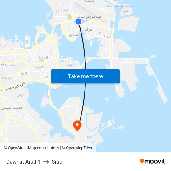 Dawhat Arad-1 to Sitra map