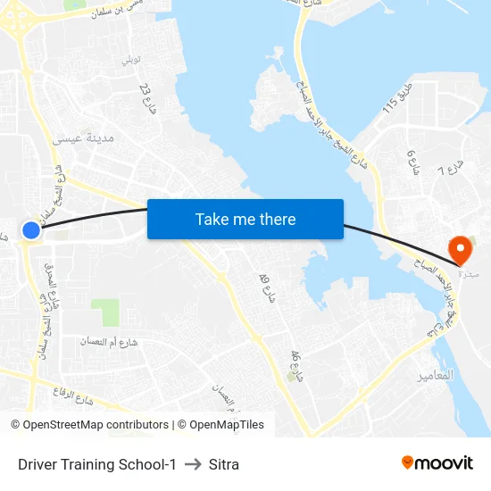 Driver Training School-1 to Sitra map