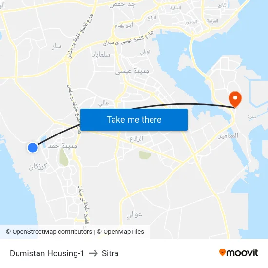 Dumistan Housing-1 to Sitra map