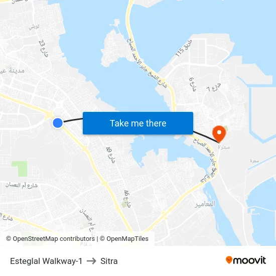 Esteglal Walkway-1 to Sitra map