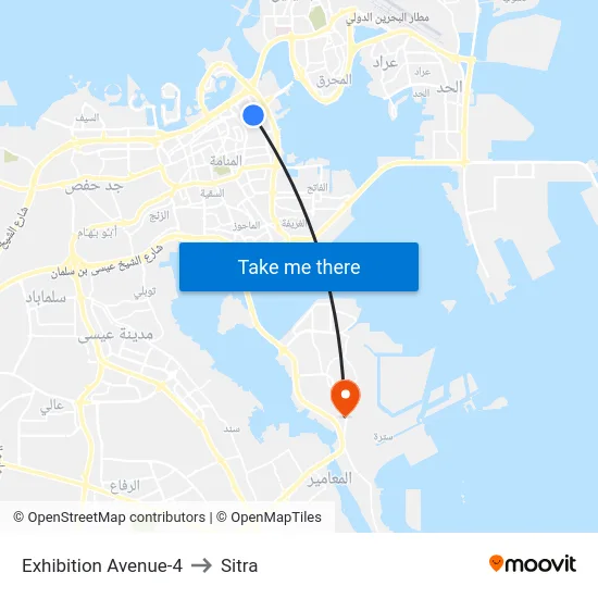 Exhibition Avenue-4 to Sitra map