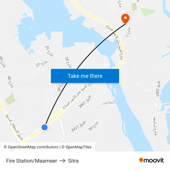Fire Station/Maameer to Sitra map