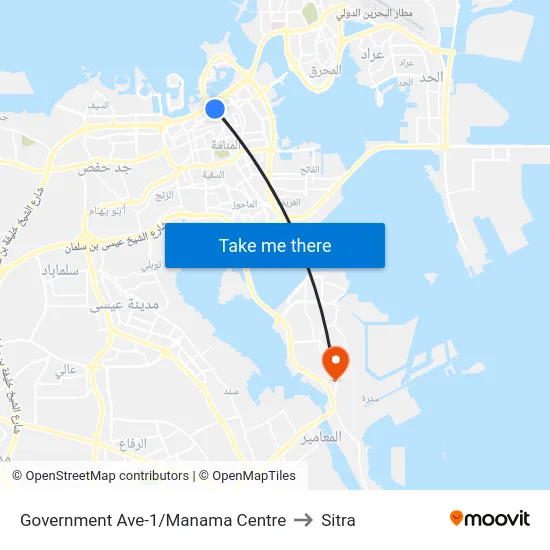 Government Ave-1/Manama Centre to Sitra map