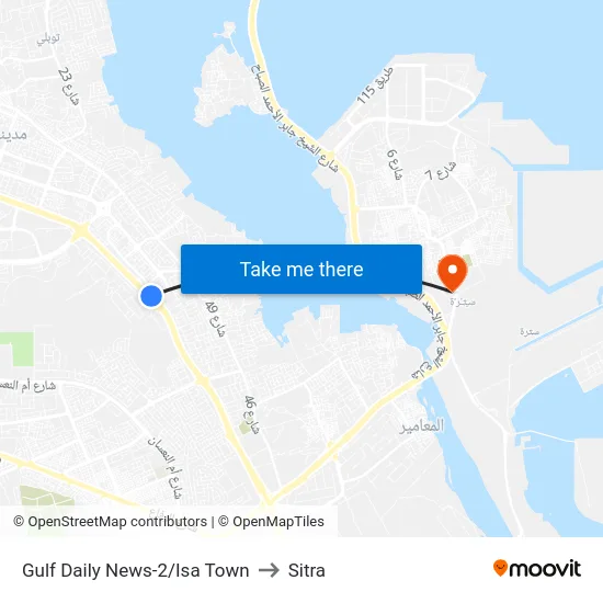 Gulf Daily News-2/Isa Town to Sitra map