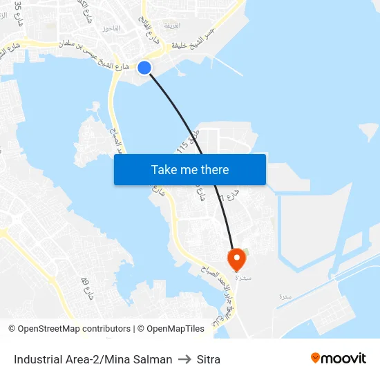 Industrial Area-2/Mina Salman to Sitra map