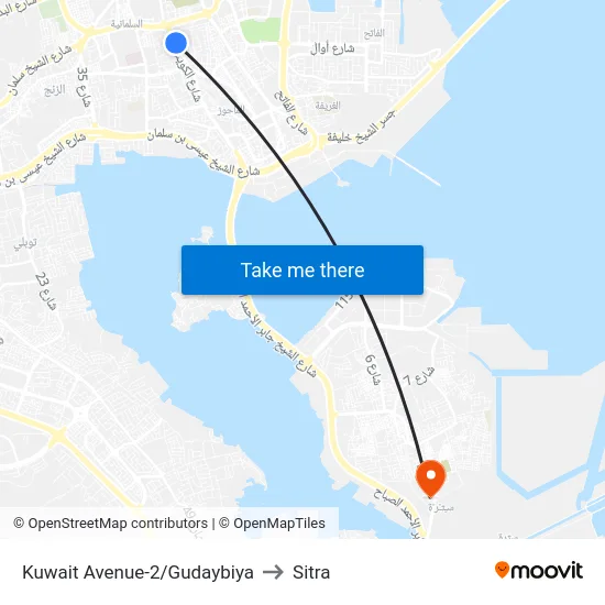 Kuwait Avenue-2/Gudaybiya to Sitra map