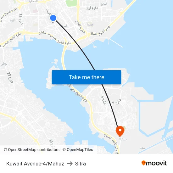 Kuwait Avenue-4/Mahuz to Sitra map