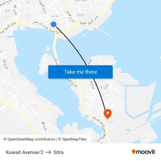 Kuwait Avenue/2 to Sitra map