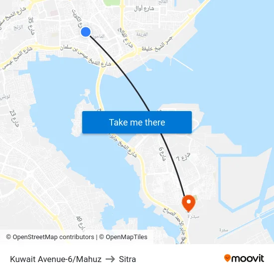 Kuwait Avenue-6/Mahuz to Sitra map