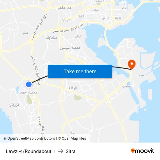 Lawzi-4/Roundabout 1 to Sitra map