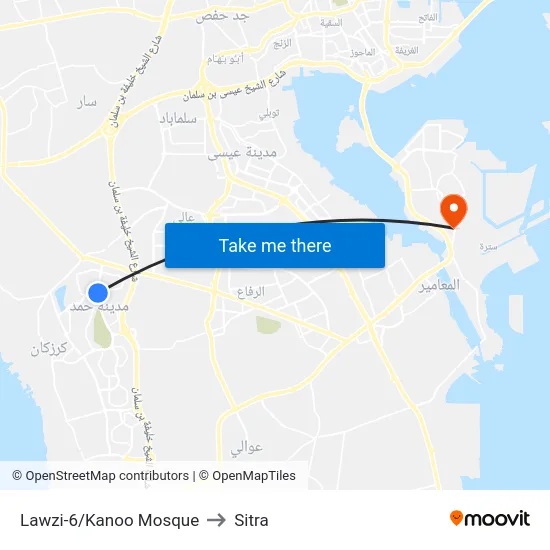 Lawzi-6/Kanoo Mosque to Sitra map