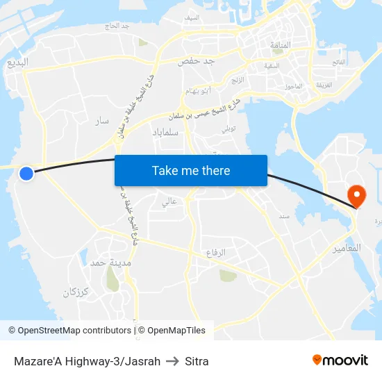 Mazare'A Highway-3/Jasrah to Sitra map