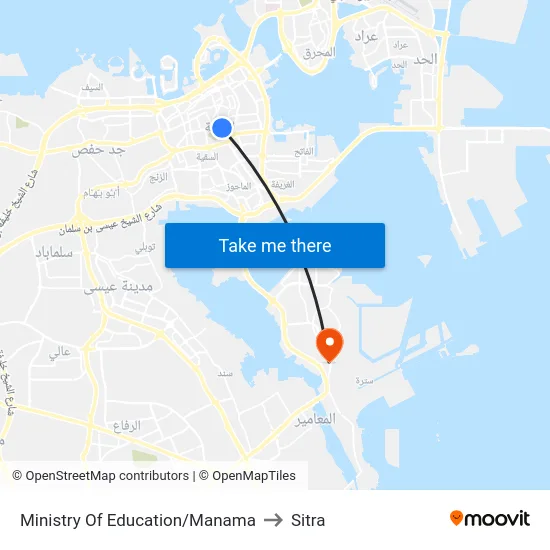 Ministry Of Education/Manama to Sitra map