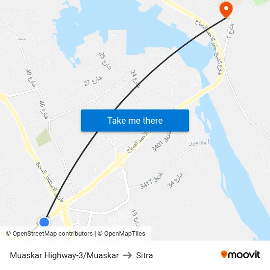 Muaskar Highway-3/Muaskar to Sitra map