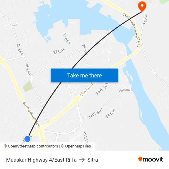Muaskar Highway-4/East Riffa to Sitra map