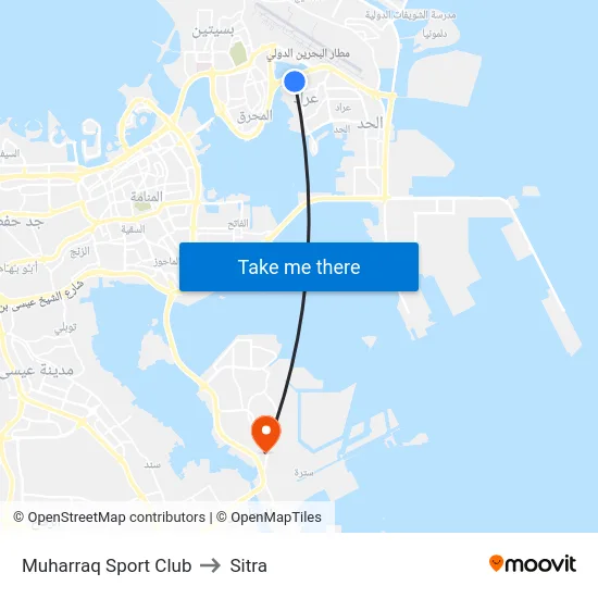 Muharraq Sport Club to Sitra map