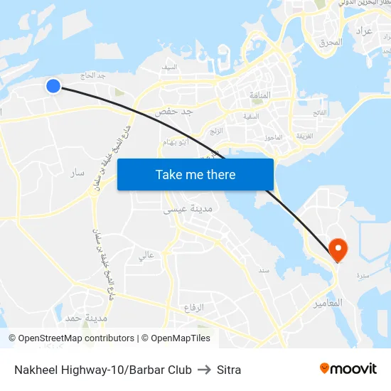Nakheel Highway-10/Barbar Club to Sitra map