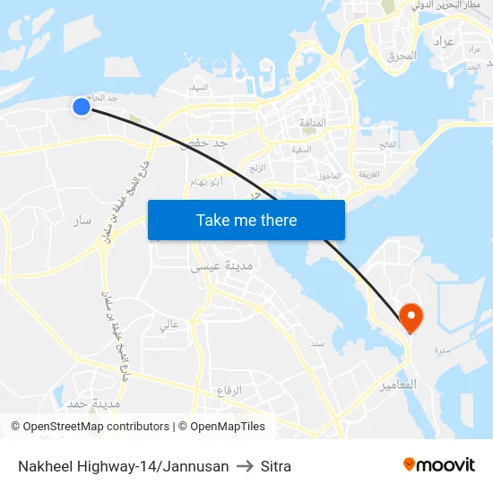 Nakheel Highway-14/Jannusan to Sitra map