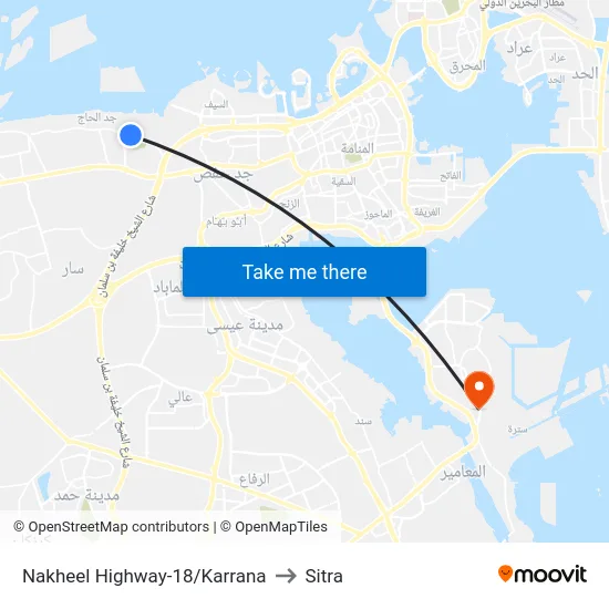Nakheel Highway-18/Karrana to Sitra map