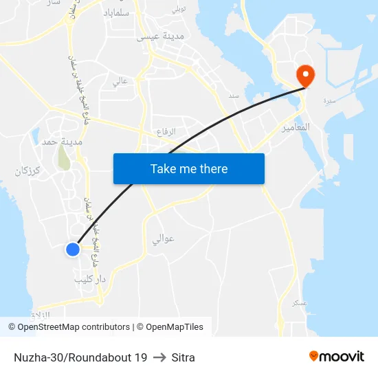 Nuzha-30/Roundabout 19 to Sitra map
