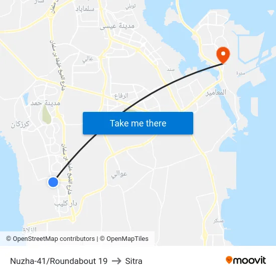 Nuzha-41/Roundabout 19 to Sitra map