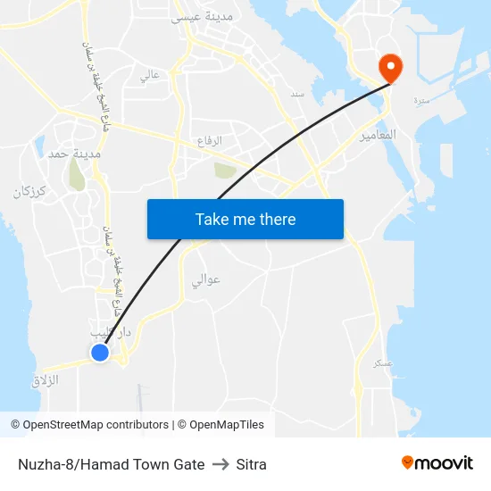 Nuzha-8/Hamad Town Gate to Sitra map