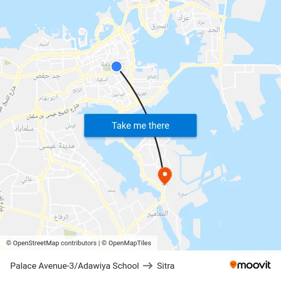 Palace Avenue-3/Adawiya School to Sitra map