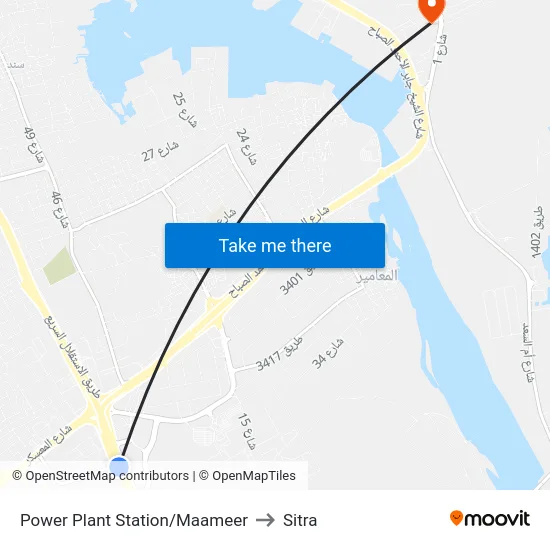 Power Plant Station/Maameer to Sitra map