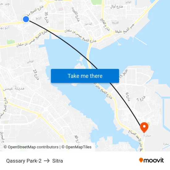 Qassary Park-2 to Sitra map