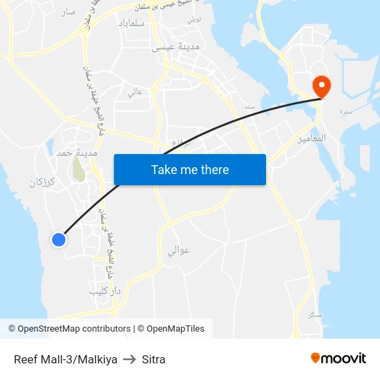 Reef Mall-3/Malkiya to Sitra map